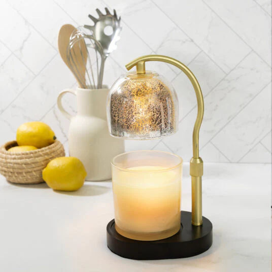 Mercury glass lamp candle warmer -gold-timer,dimmer,adj.stem