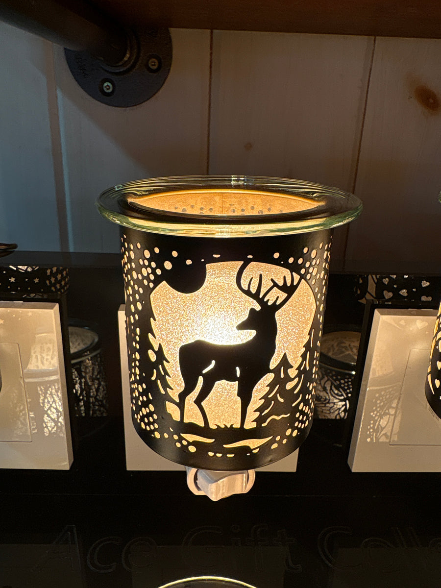 Night light glass warmer black deer