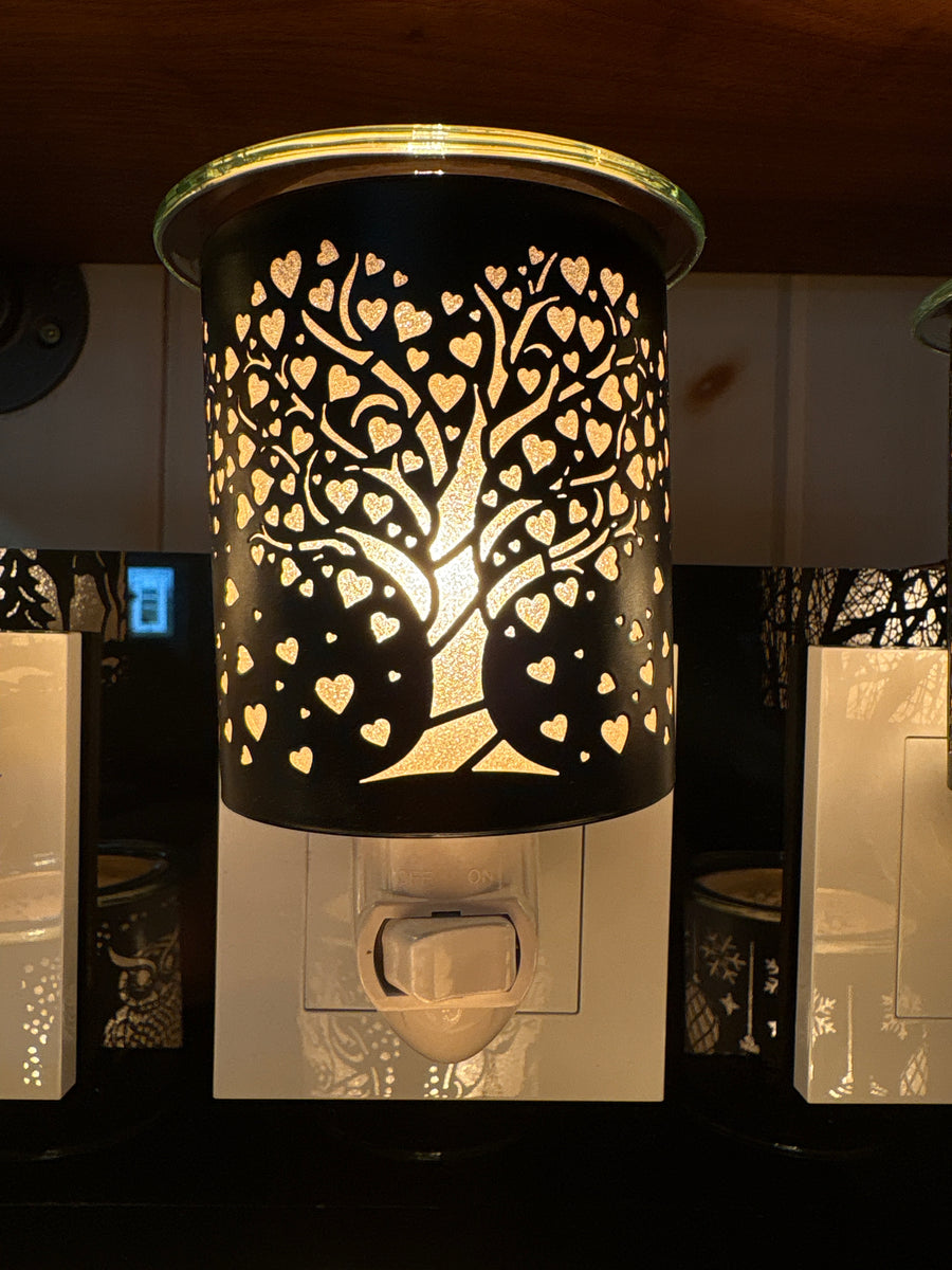 Night light glass warmer black love tree