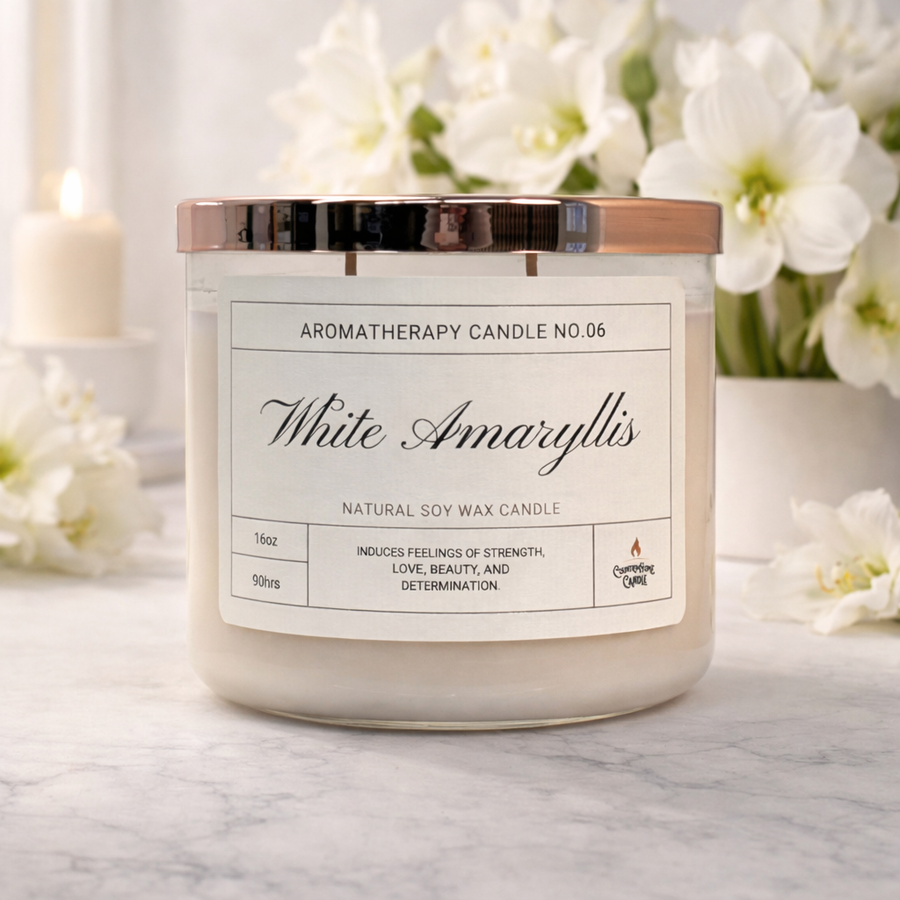 White Amaryllis  2-Wick Soy Aromatherapy Candle