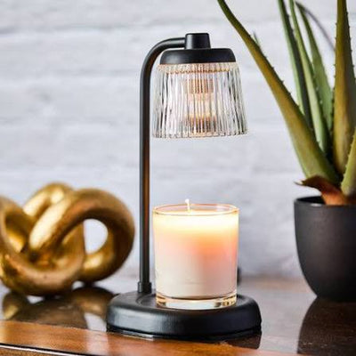 Fluted Glass Lamp Candle Warmer Black