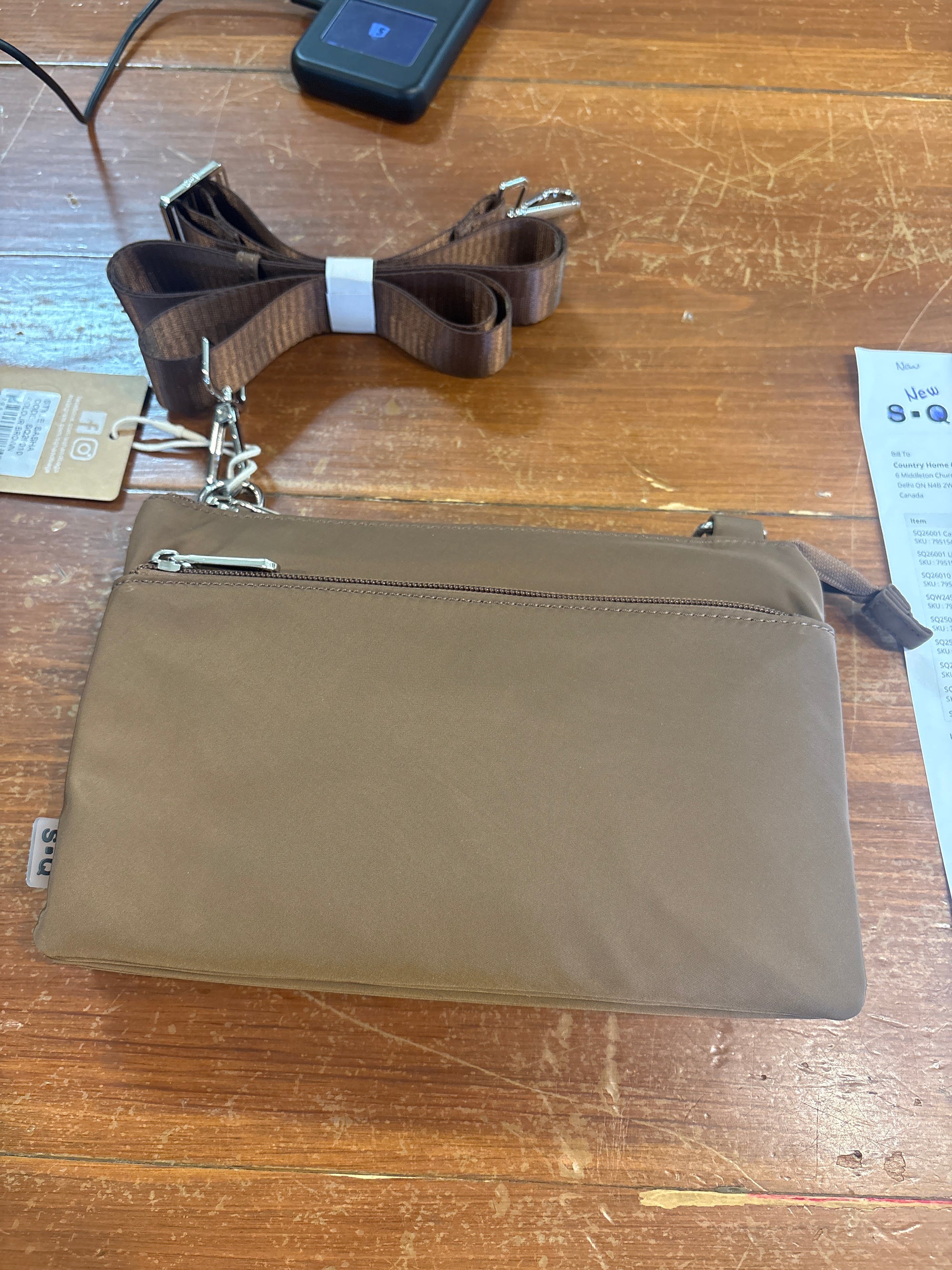 Sasha Nylon Crossbody Brown