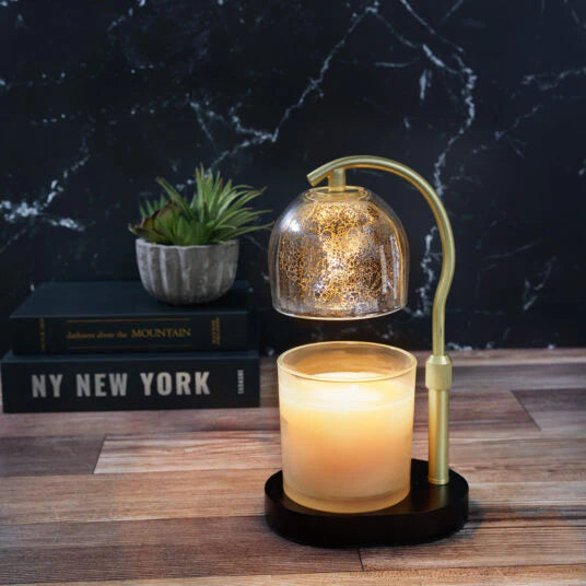 Mercury glass lamp candle warmer -gold-timer,dimmer,adj.stem