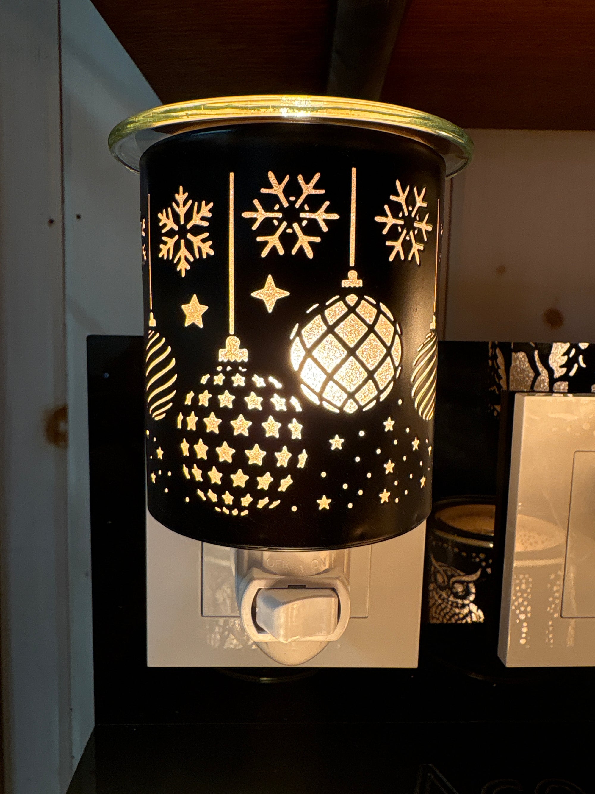 Night light glass warmer black season greeting