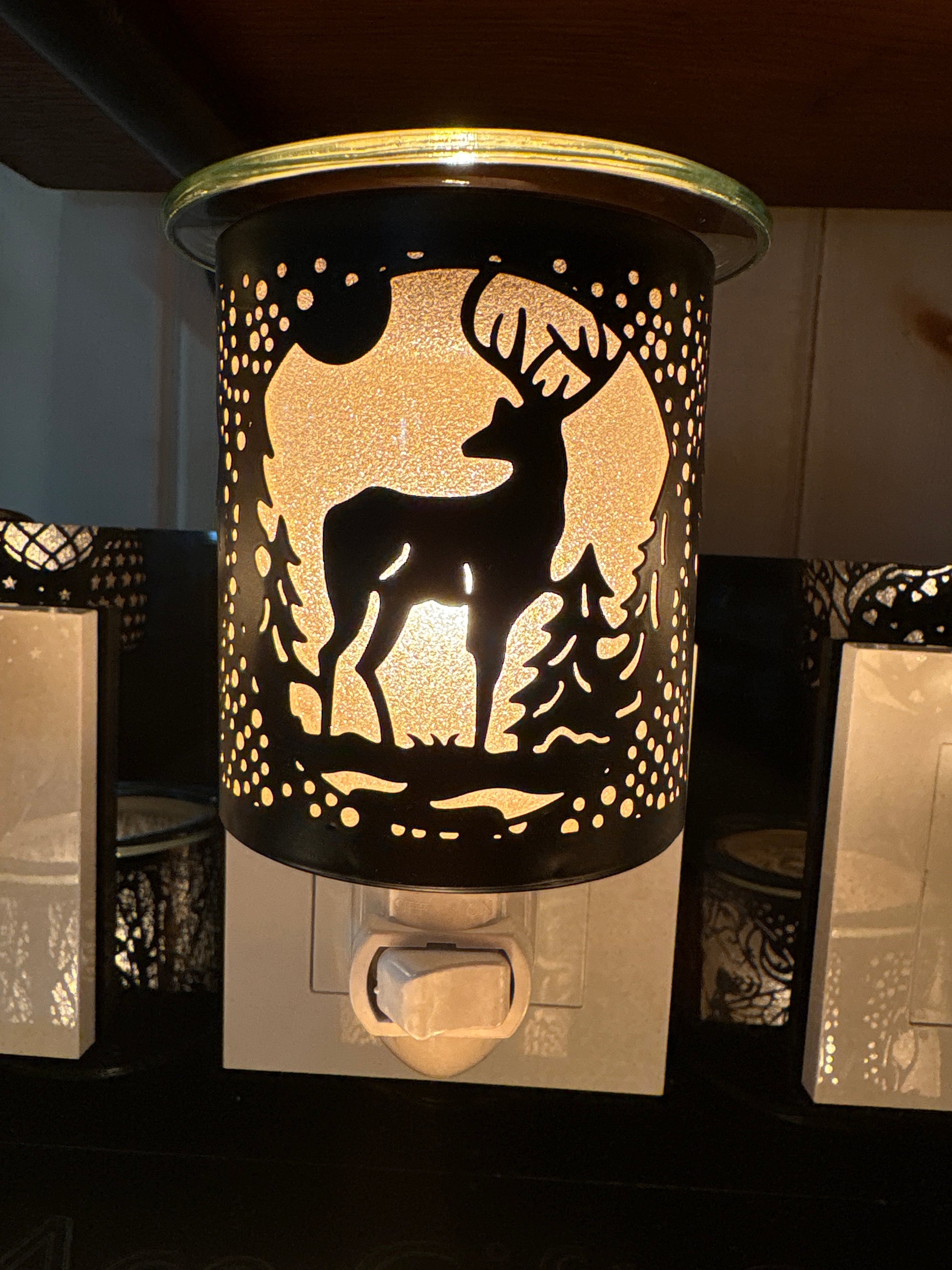 Night light glass warmer black deer