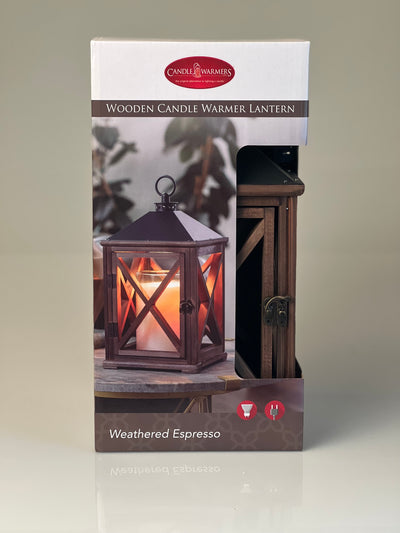 Weathered Espresso Wooden Candle Warmer Lantern