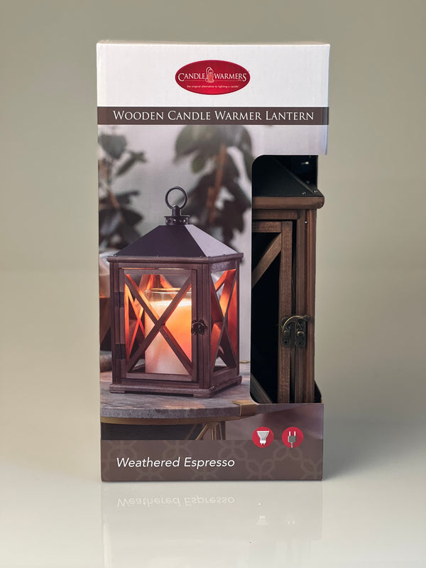 Weathered Espresso Wooden Candle Warmer Lantern Country Home Candle